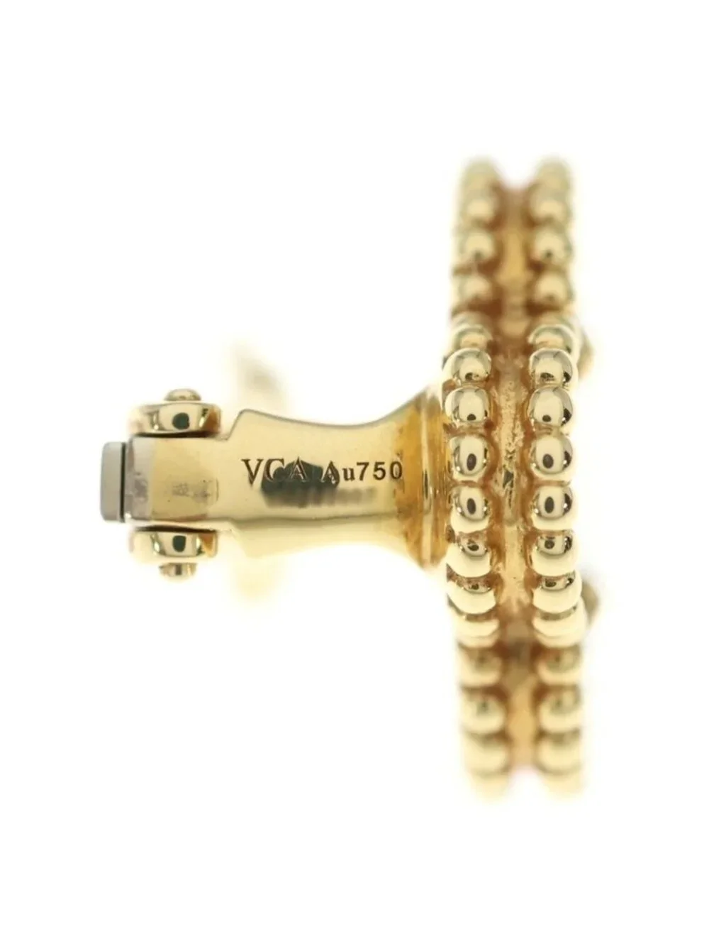 Van Cleef & Arpels Vintage Alhambra Mother of Pearl 18k Yellow Gold Earrings